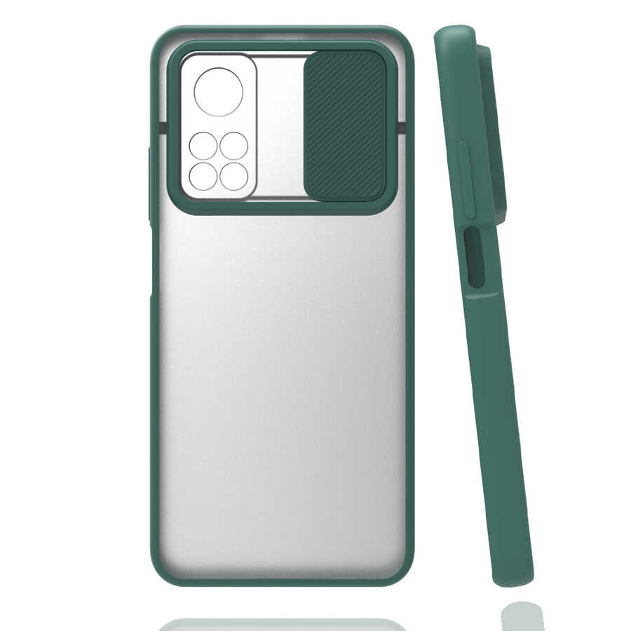 Xiaomi Mi 10T 5G Kılıf Zore Lensi Kapak Koyu Yeşil