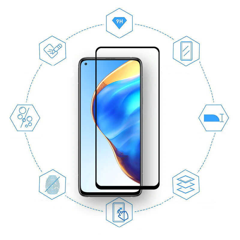 Xiaomi Mi 10T 5G Zore Kenarları Kırılmaya Dayanıklı Cam Ekran Koruyucu Siyah