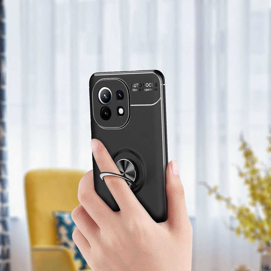 Xiaomi Mi 11 Kılıf Zore Ravel Silikon Kapak Siyah-Kırmızı