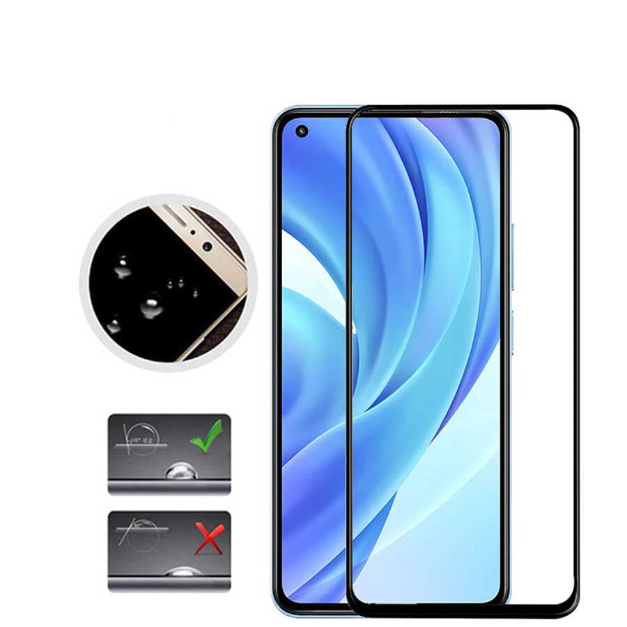 Xiaomi Mi 11 Lite Zore Kenarları Kırılmaya Dayanıklı Cam Ekran Koruyucu Siyah
