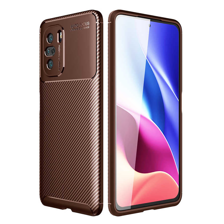 Xiaomi Mi 11İ Kılıf Zore Negro Silikon Kapak Kahverengi