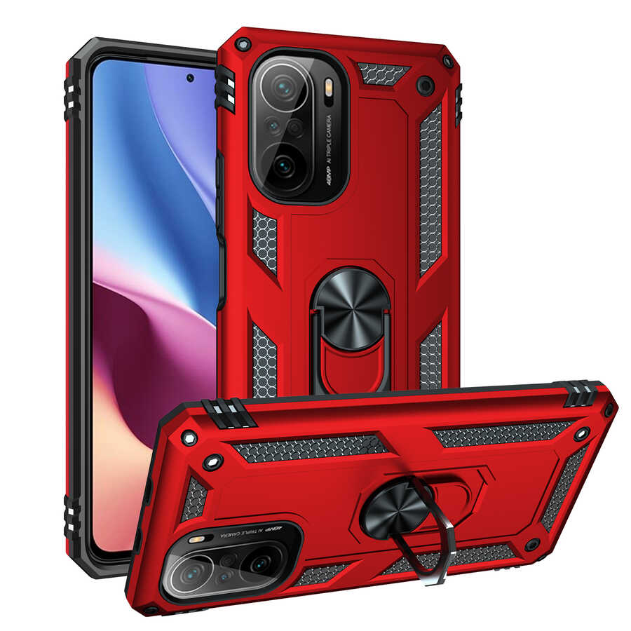 Xiaomi Mi 11İ Kılıf Zore Vega Kapak Kırmızı