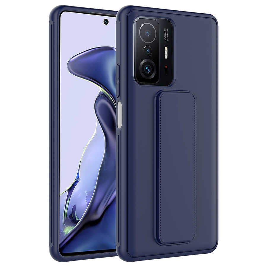 Xiaomi Mi 11T Pro 5G Kılıf Zore Qstand Kapak Lacivert