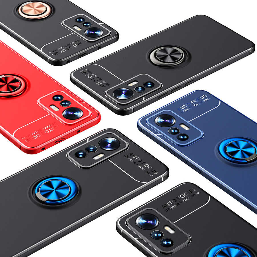 Xiaomi Mi 12 Lite Kılıf Zore Ravel Silikon Kapak Siyah-Kırmızı