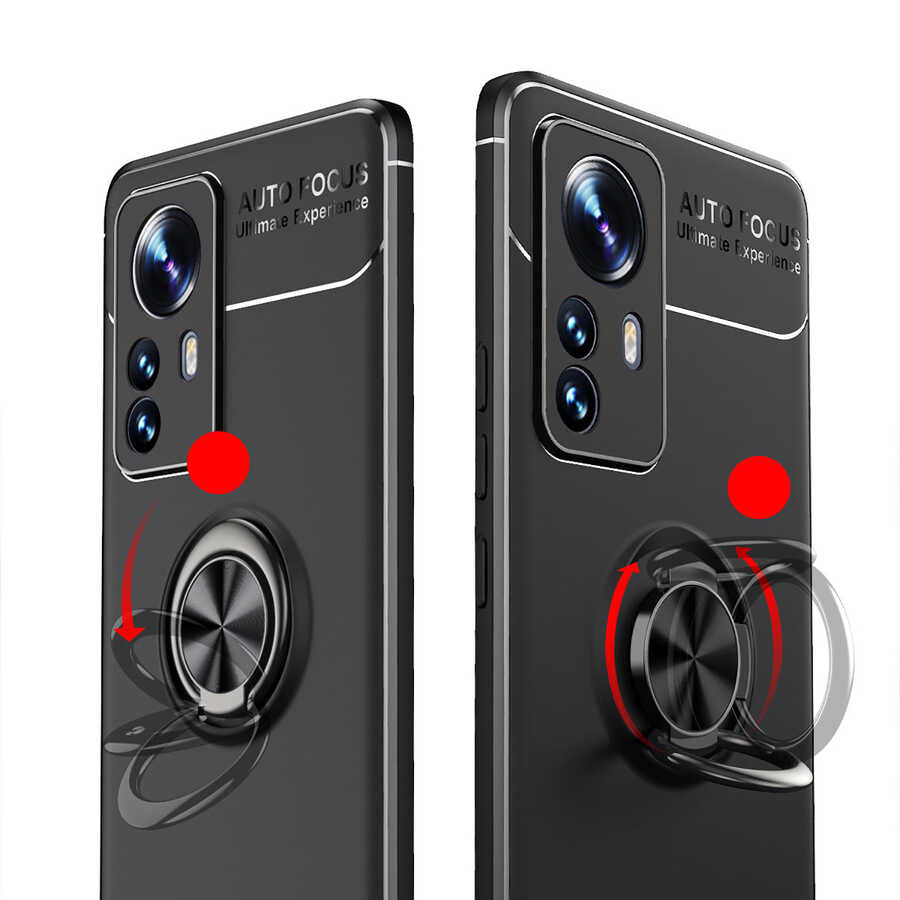 Xiaomi Mi 12 Pro Kılıf Zore Ravel Silikon Kapak Siyah-Kırmızı