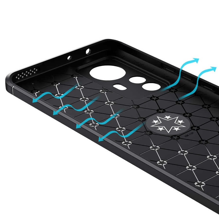 Xiaomi Mi 12 Pro Kılıf Zore Ravel Silikon Kapak Siyah-Kırmızı