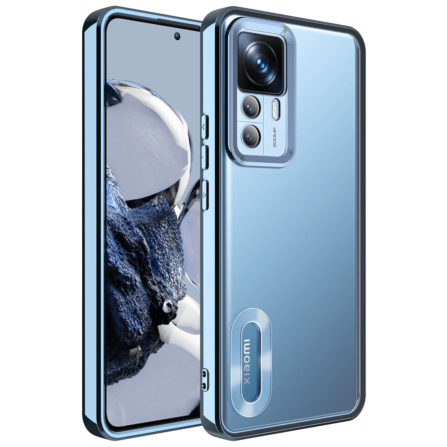 Xiaomi Mi 12T Kılıf Kamera Korumalı Logo Gösteren Zore Omega Kapak Sierra Mavi