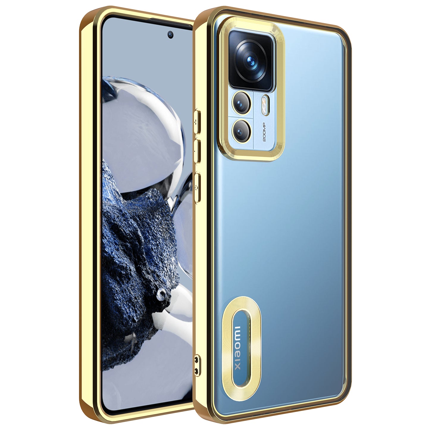Xiaomi Mi 12T Kılıf Kamera Korumalı Logo Gösteren Zore Omega Kapak Gold