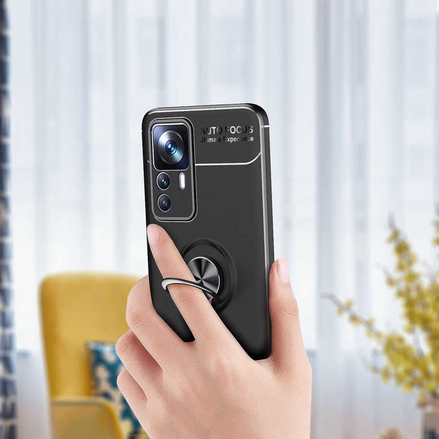 Xiaomi Mi 12T Kılıf Zore Ravel Silikon Kapak Siyah-Kırmızı