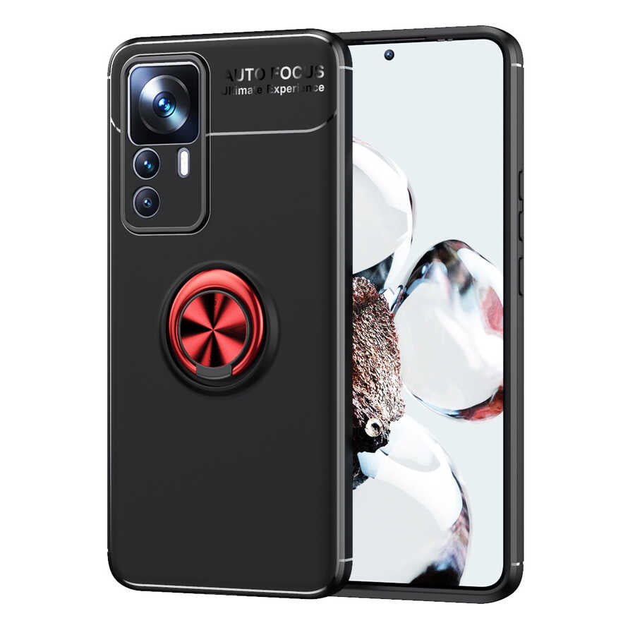 Xiaomi Mi 12T Kılıf Zore Ravel Silikon Kapak Siyah-Kırmızı