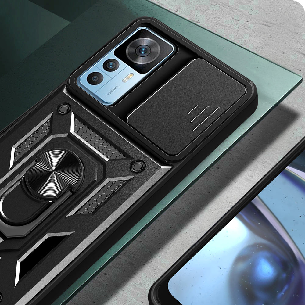 Xiaomi Mi 12T Pro Kılıf Magnetik Standlı Kamera Korumalı Zore Sürgülü Vega Kapak Siyah