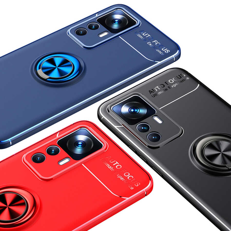 Xiaomi Mi 12T Pro Kılıf Zore Ravel Silikon Kapak Siyah-Kırmızı