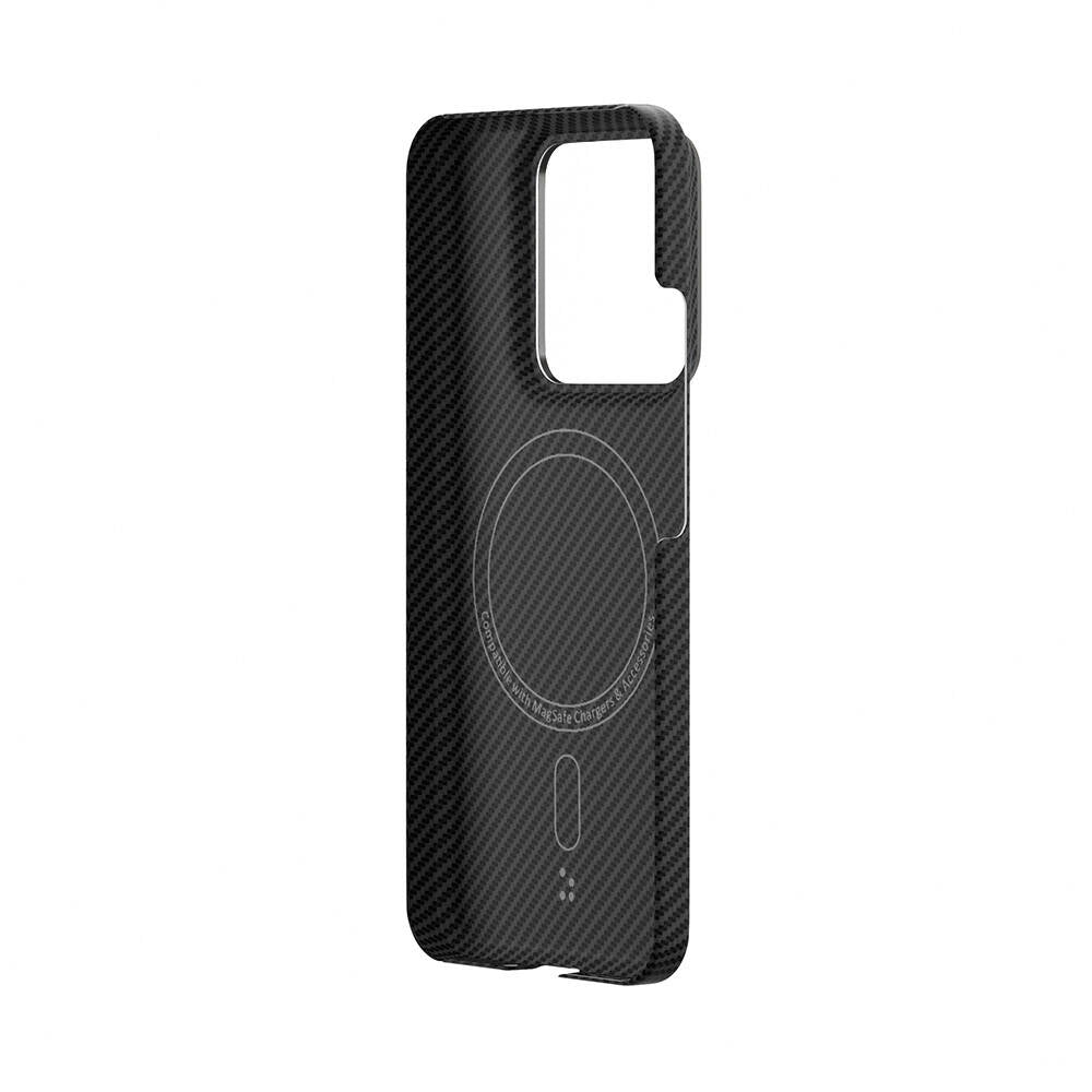 Xiaomi Mi 14 Kılıf M-safe Şarj Özellikli 600D Kevlar Zore Krek Karbon Kapak Siyah
