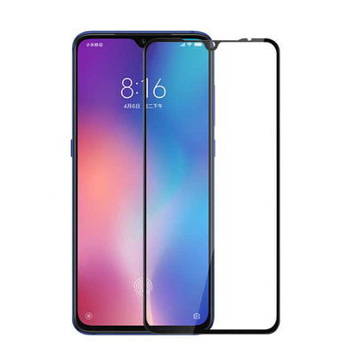 Xiaomi Mi 9 Lite Zore Kenarları Kırılmaya Dayanıklı Cam Ekran Koruyucu Siyah