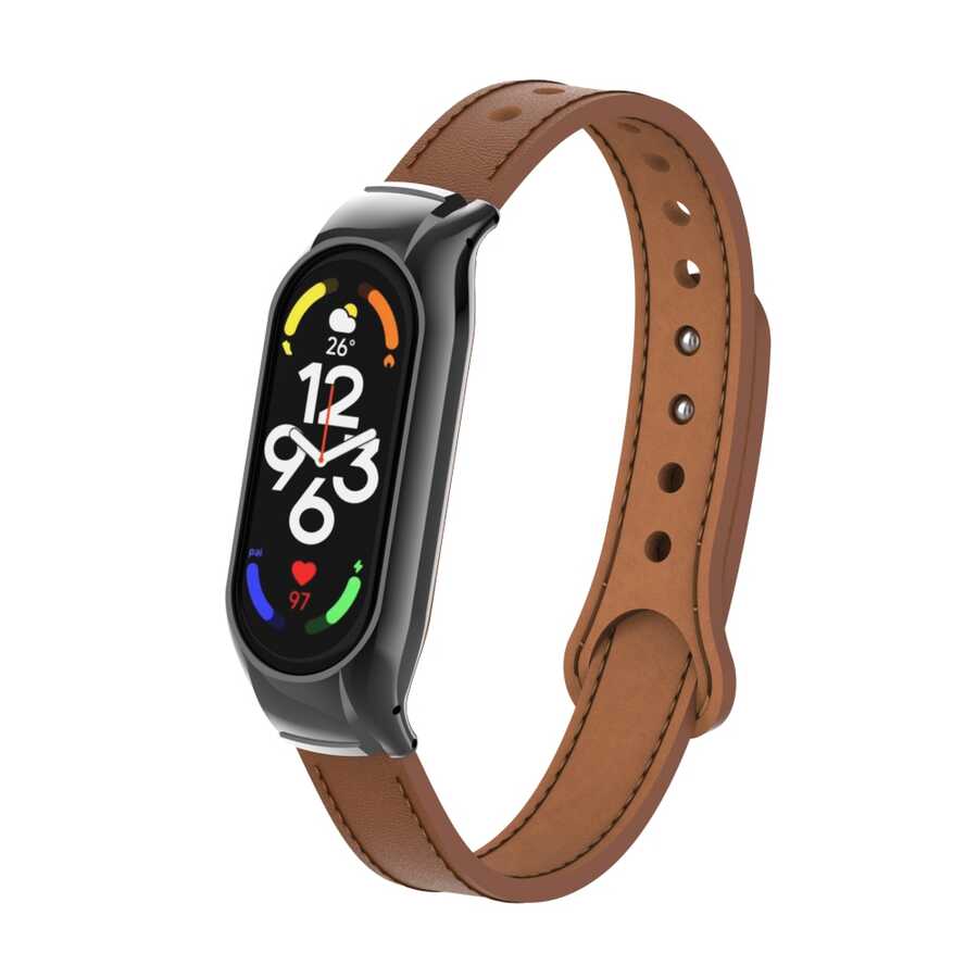 Xiaomi Mi Band 7 KRD-68 Deri Kordon Kahverengi