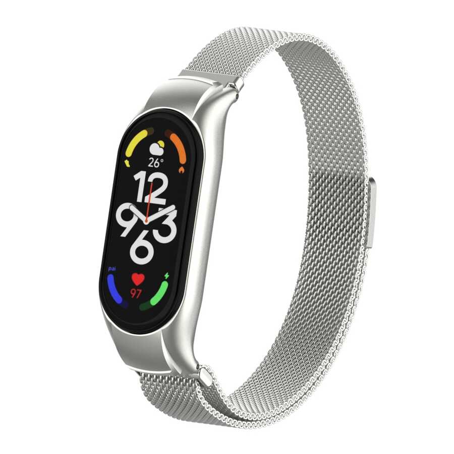 Xiaomi Mi Band 7 Zore KRD-01 Metal Kordon Gümüş