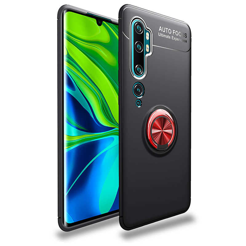 Xiaomi Mi Note 10 Kılıf Zore Ravel Silikon Kapak Siyah-Kırmızı