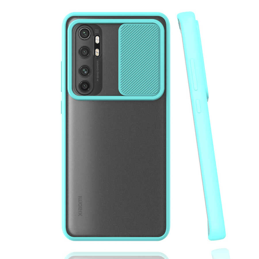 Xiaomi Mi Note 10 Lite Kılıf Zore Lensi Kapak Turkuaz