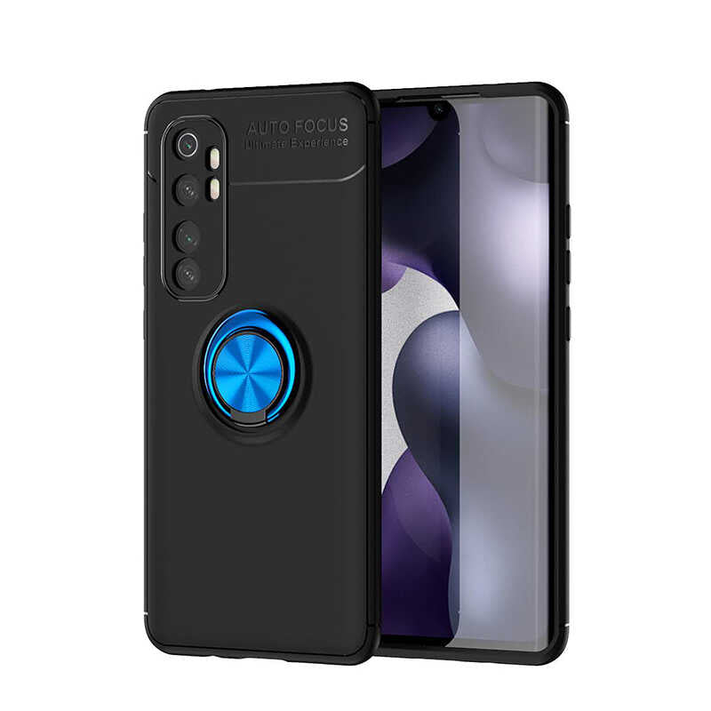 Xiaomi Mi Note 10 Lite Kılıf Zore Ravel Silikon Kapak Siyah-Mavi