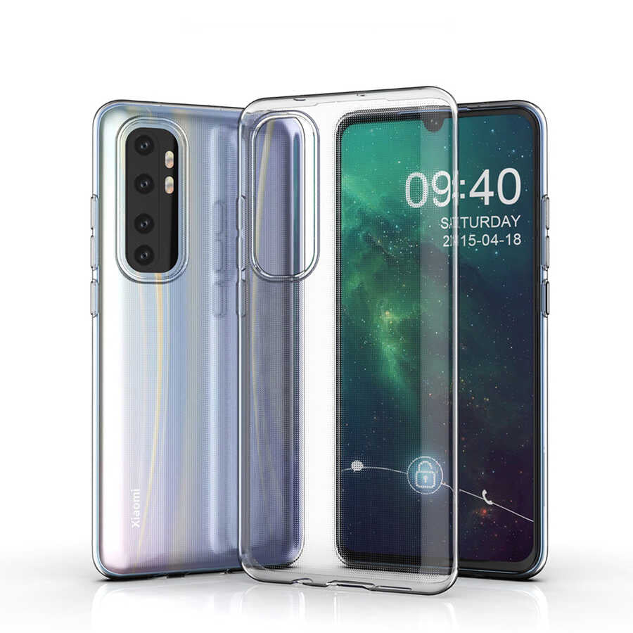 Xiaomi Mi Note 10 Lite Kılıf Zore Süper Silikon Kapak Renksiz