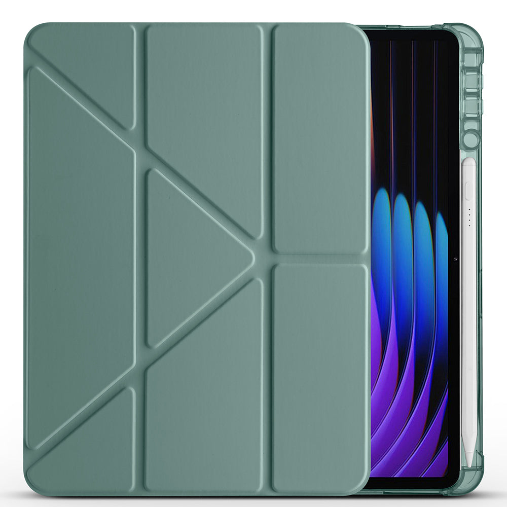 Xiaomi Pad 7 Pro Kılıf Zore Tri Folding Kalem Bölmeli Standlı Kılıf Koyu Yeşil