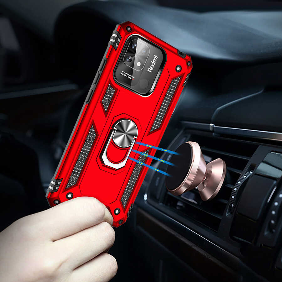 Xiaomi Poco C40 Kılıf Zore Vega Kapak Kırmızı