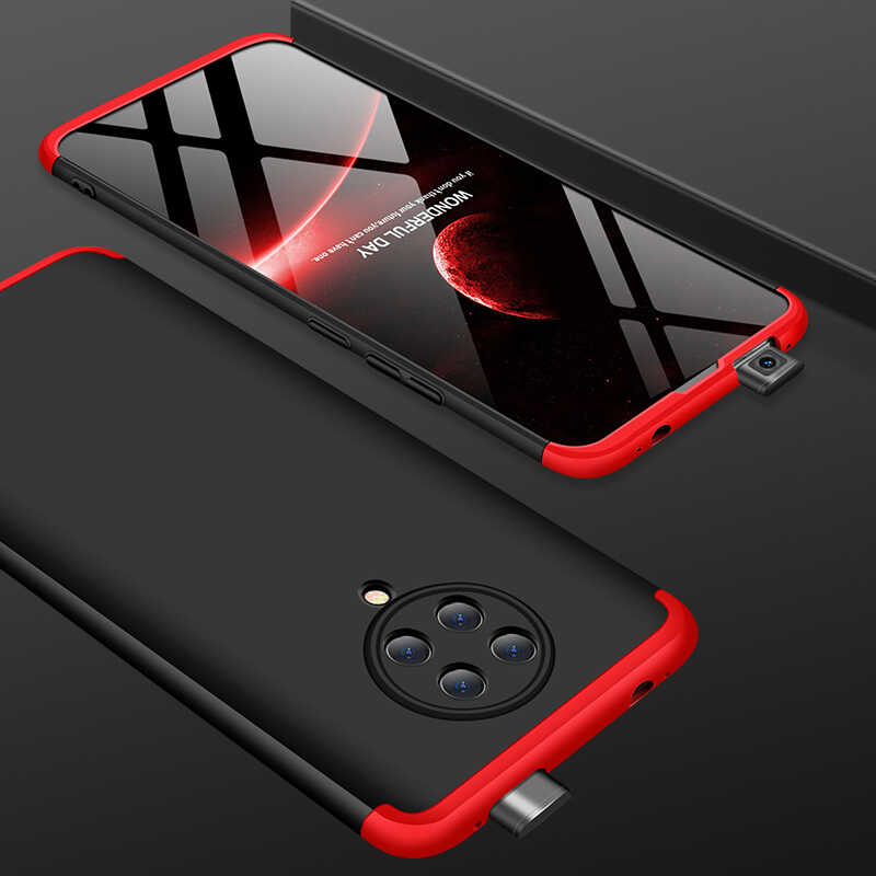 Xiaomi Poco F2 Pro Kılıf Zore Ays Kapak Siyah-Kırmızı