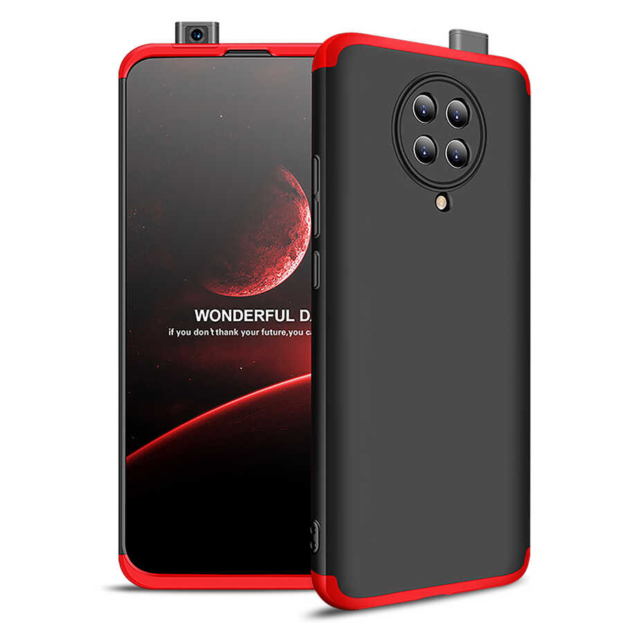Xiaomi Poco F2 Pro Kılıf Zore Ays Kapak Siyah-Kırmızı