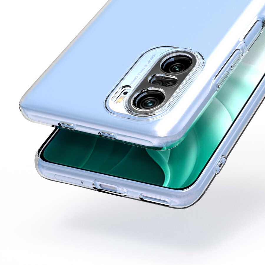 Xiaomi Poco F3 Kılıf Zore Kamera Korumalı Süper Silikon Kapak Renksiz