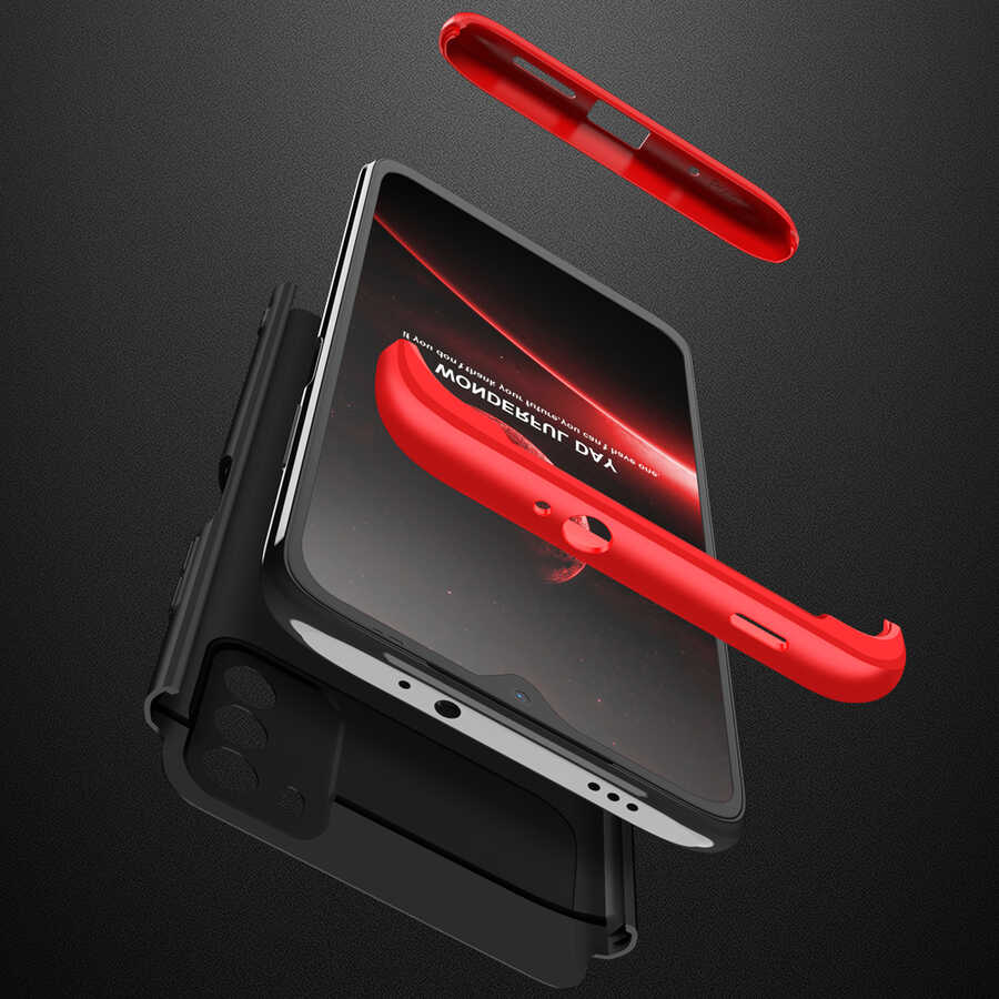Xiaomi Poco M3 Kılıf Zore Ays Kapak Siyah-Kırmızı