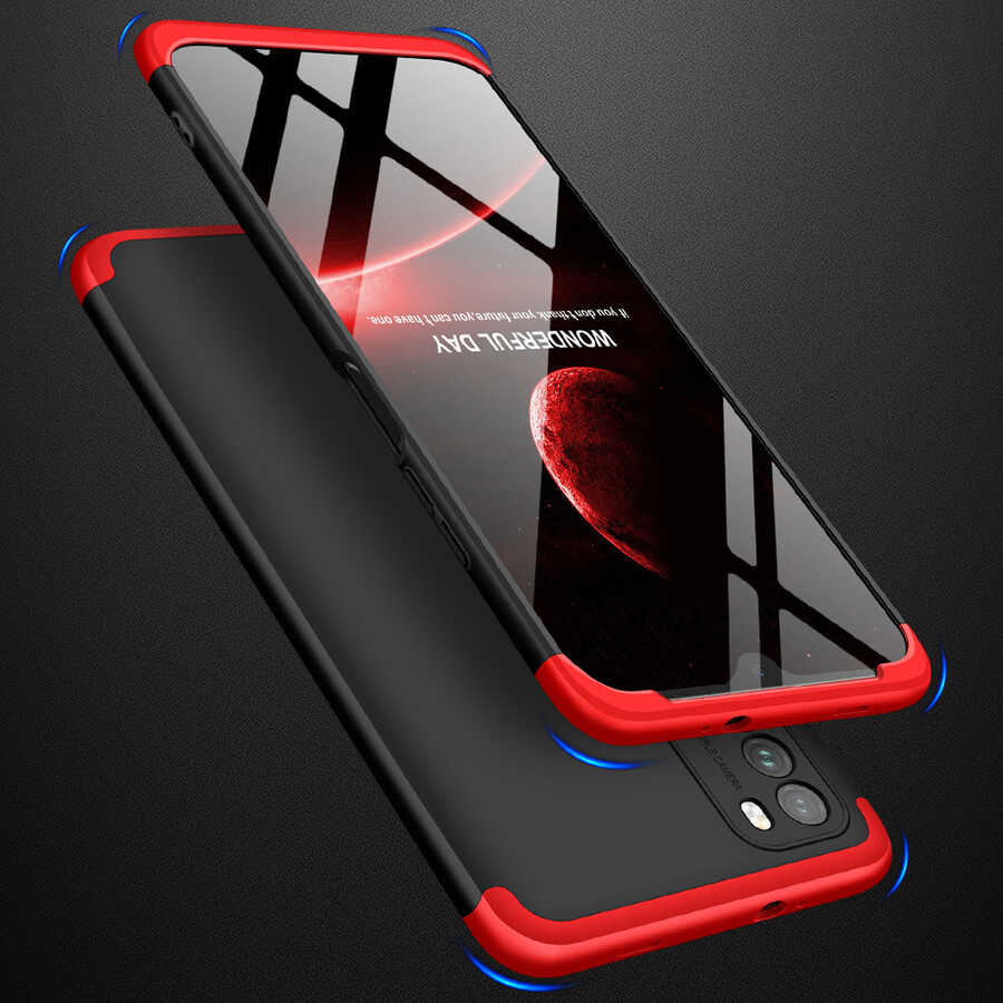 Xiaomi Poco M3 Kılıf Zore Ays Kapak Siyah-Kırmızı