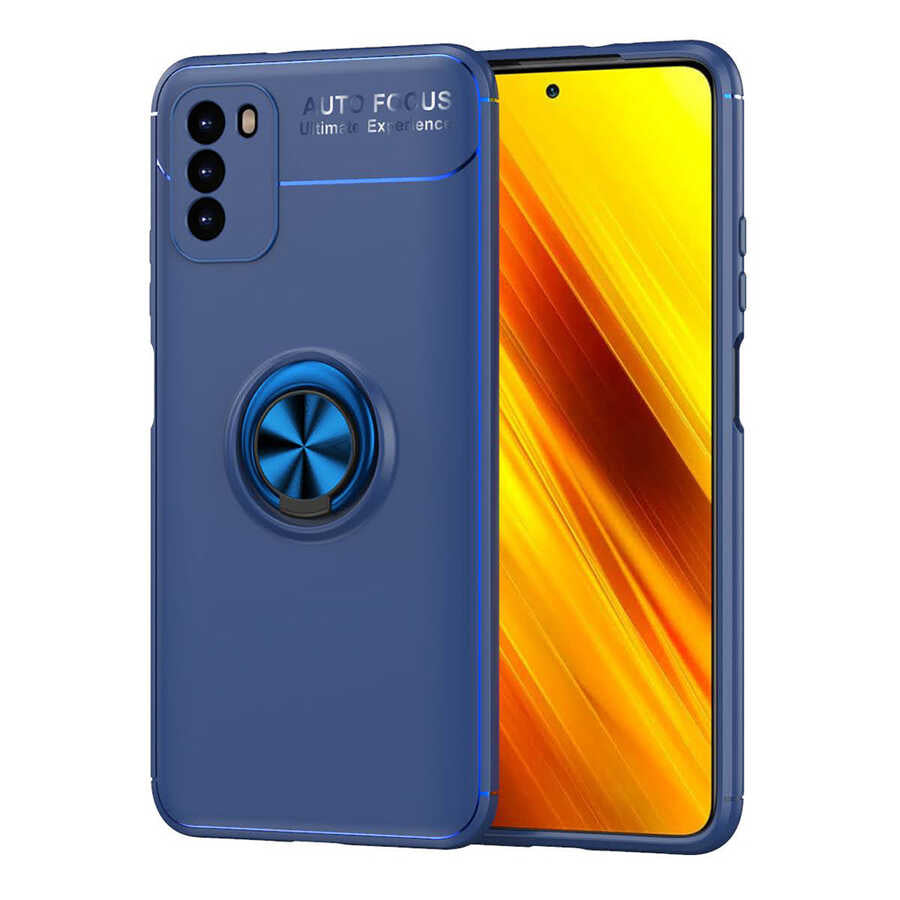 Xiaomi Poco M3 Kılıf Zore Ravel Silikon Kapak Siyah-Mavi