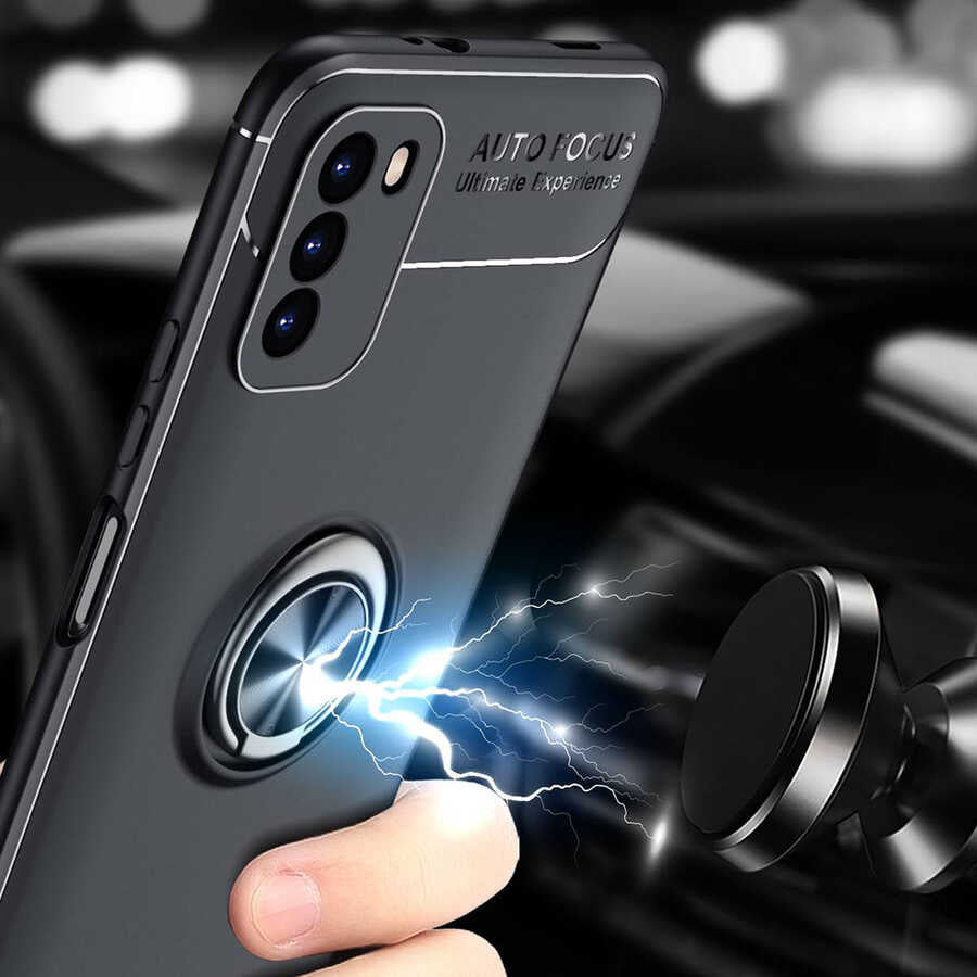Xiaomi Poco M3 Kılıf Zore Ravel Silikon Kapak Siyah-Kırmızı
