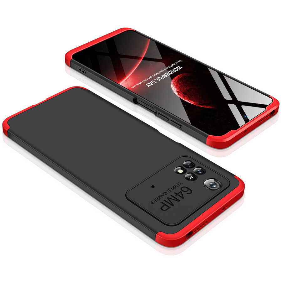 Xiaomi Poco M4 Pro 4G Kılıf Zore Ays Kapak Siyah-Kırmızı