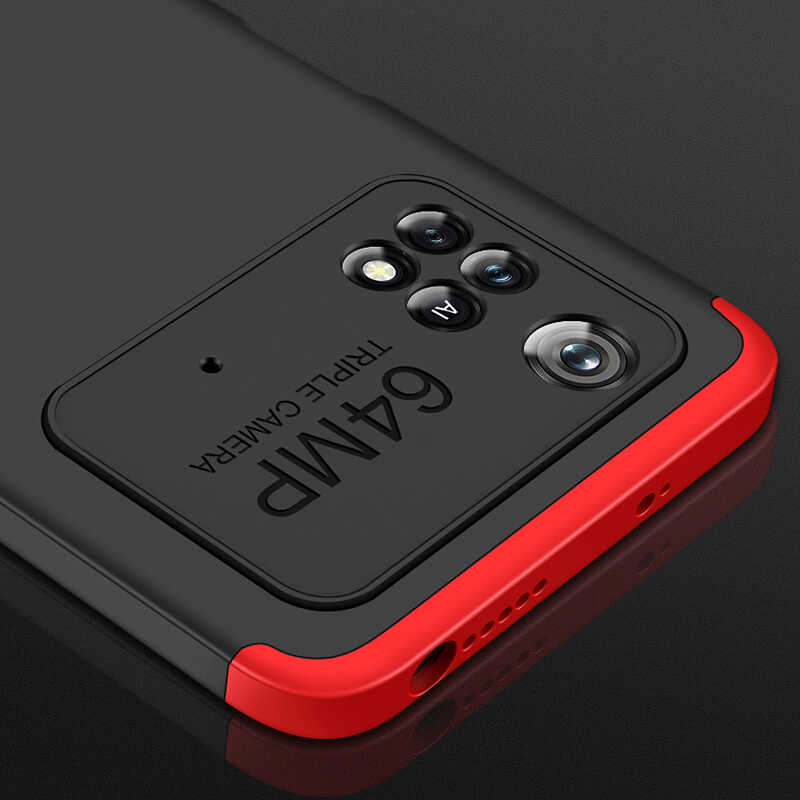Xiaomi Poco M4 Pro 4G Kılıf Zore Ays Kapak Siyah-Kırmızı