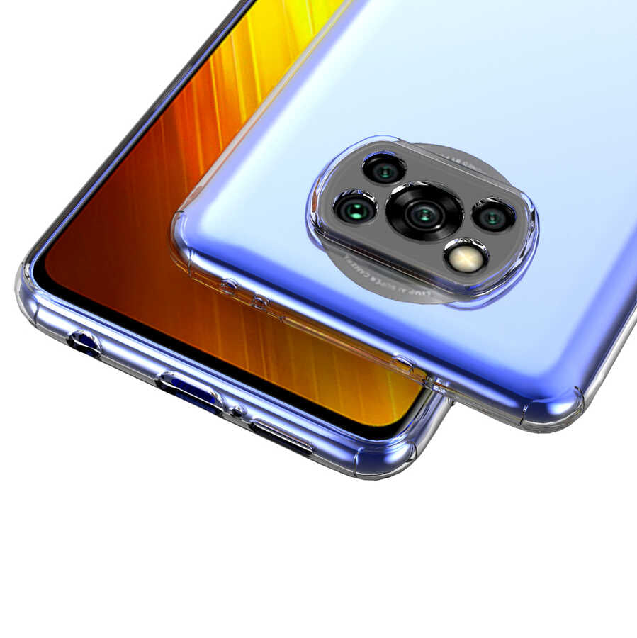 Xiaomi Poco X3 Kılıf Zore Kamera Korumalı Süper Silikon Kapak Renksiz