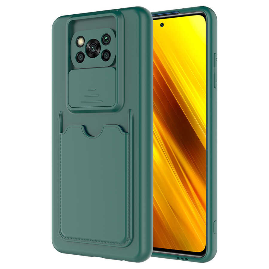 Xiaomi Poco X3 Kılıf Zore Kartix Kapak Koyu Yeşil