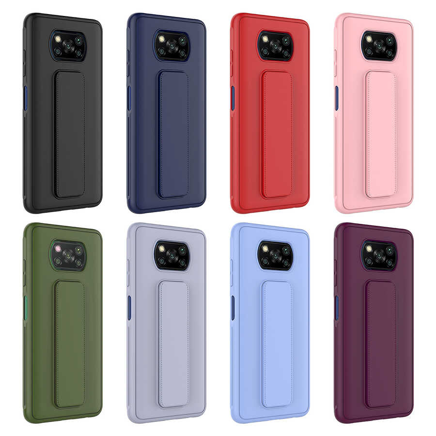 Xiaomi Poco X3 Kılıf Zore Qstand Kapak Lila