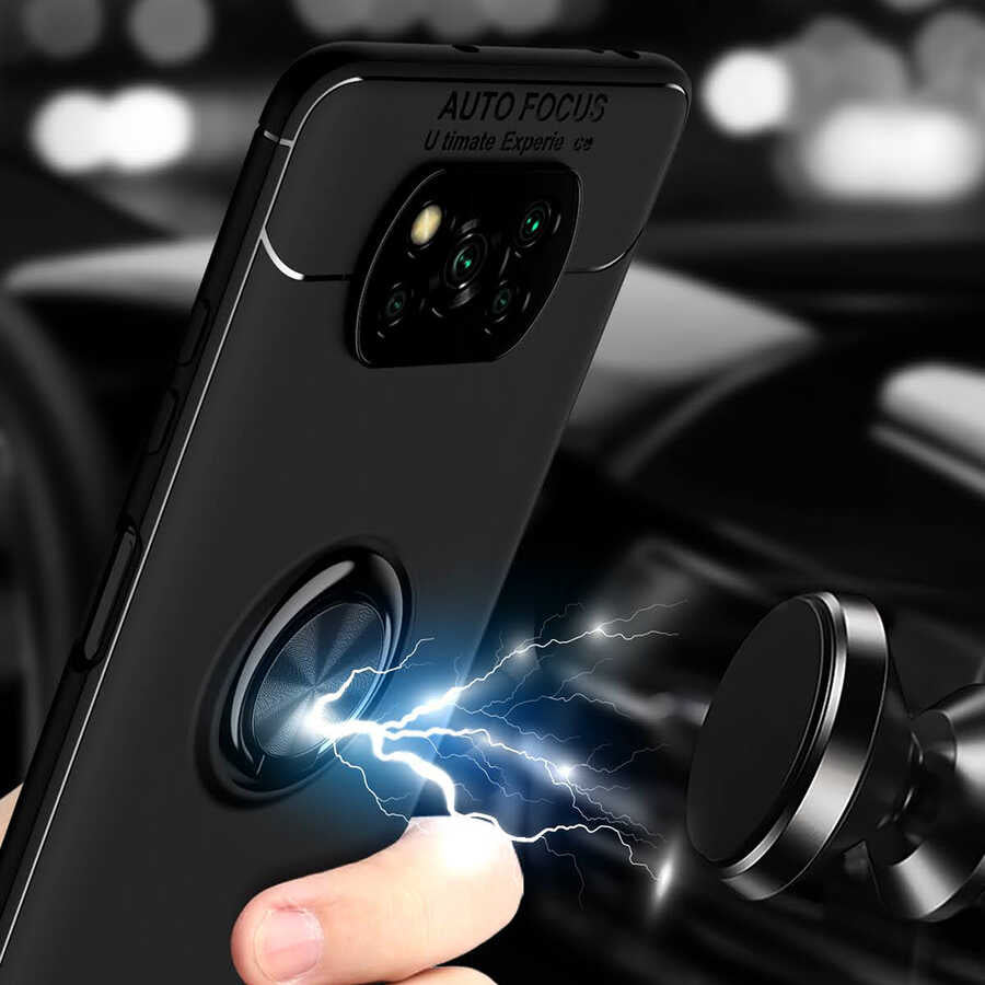 Xiaomi Poco X3 Kılıf Zore Ravel Silikon Kapak Siyah-Mavi