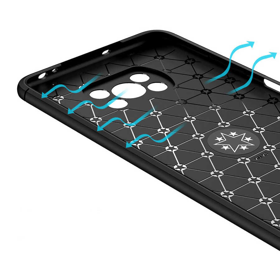 Xiaomi Poco X3 Kılıf Zore Ravel Silikon Kapak Siyah