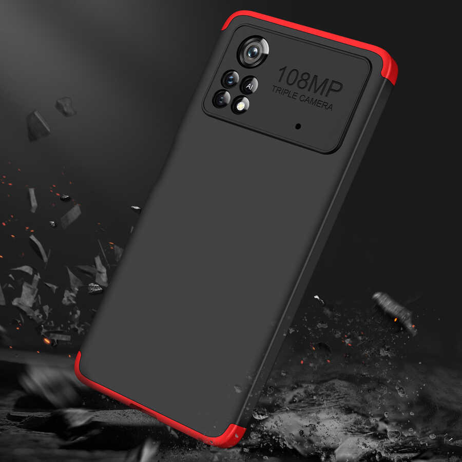 Xiaomi Poco X4 Pro 5G Kılıf Zore Ays Kapak Siyah-Kırmızı