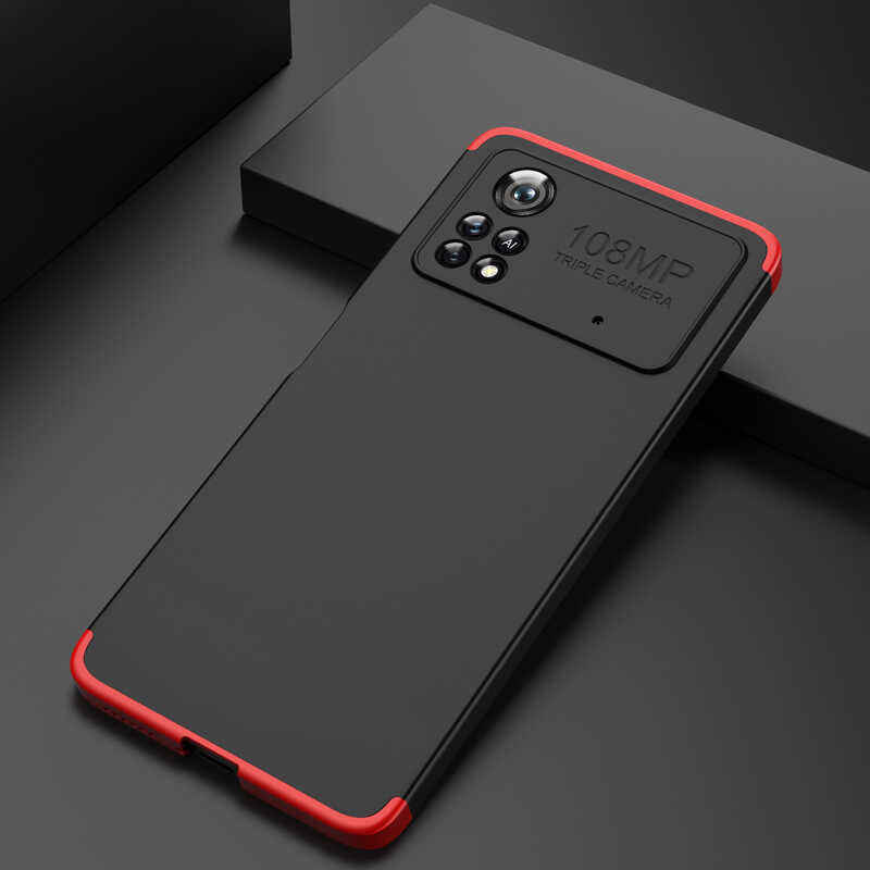 Xiaomi Poco X4 Pro 5G Kılıf Zore Ays Kapak Siyah-Kırmızı