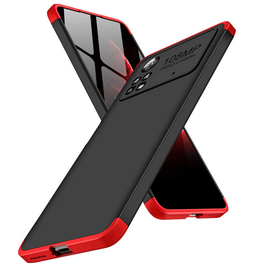 Xiaomi Poco X4 Pro 5G Kılıf Zore Ays Kapak Siyah-Kırmızı