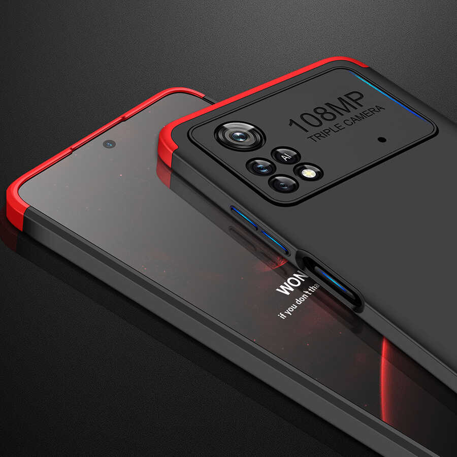 Xiaomi Poco X4 Pro 5G Kılıf Zore Ays Kapak Siyah-Kırmızı