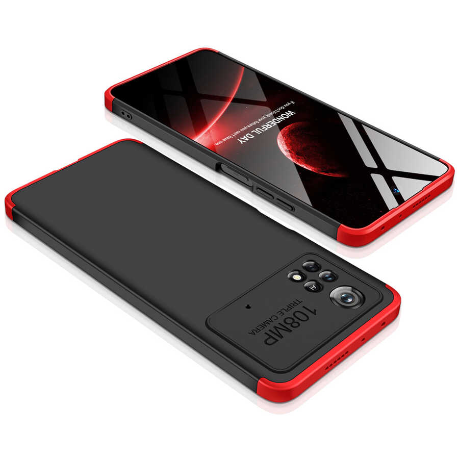 Xiaomi Poco X4 Pro 5G Kılıf Zore Ays Kapak Siyah-Kırmızı