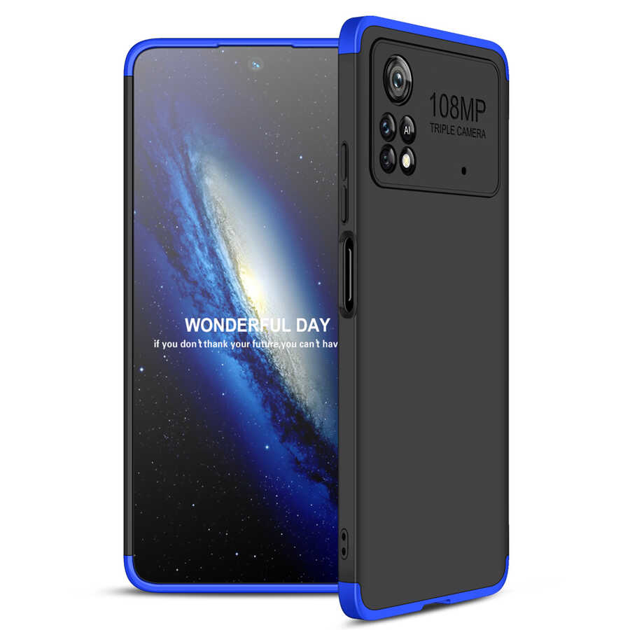 Xiaomi Poco X4 Pro 5G Kılıf Zore Ays Kapak Siyah-Mavi