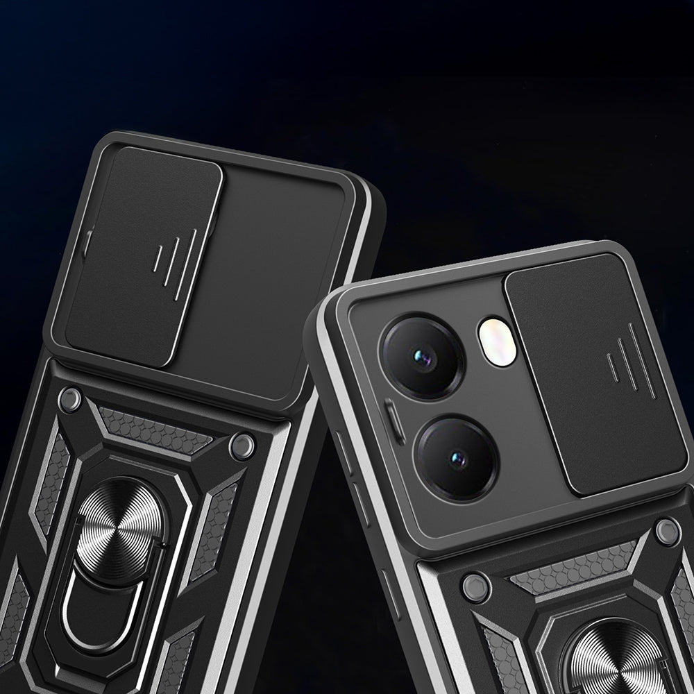 Xiaomi Poco X7 Pro Kılıf Magnetik Standlı Kamera Korumalı Zore Sürgülü Vega Kapak Mavi