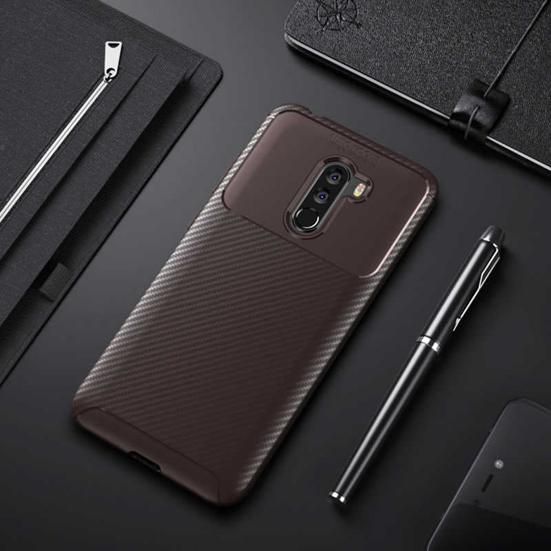 Xiaomi Pocophone F1 Kılıf Zore Negro Silikon Kapak Kahverengi
