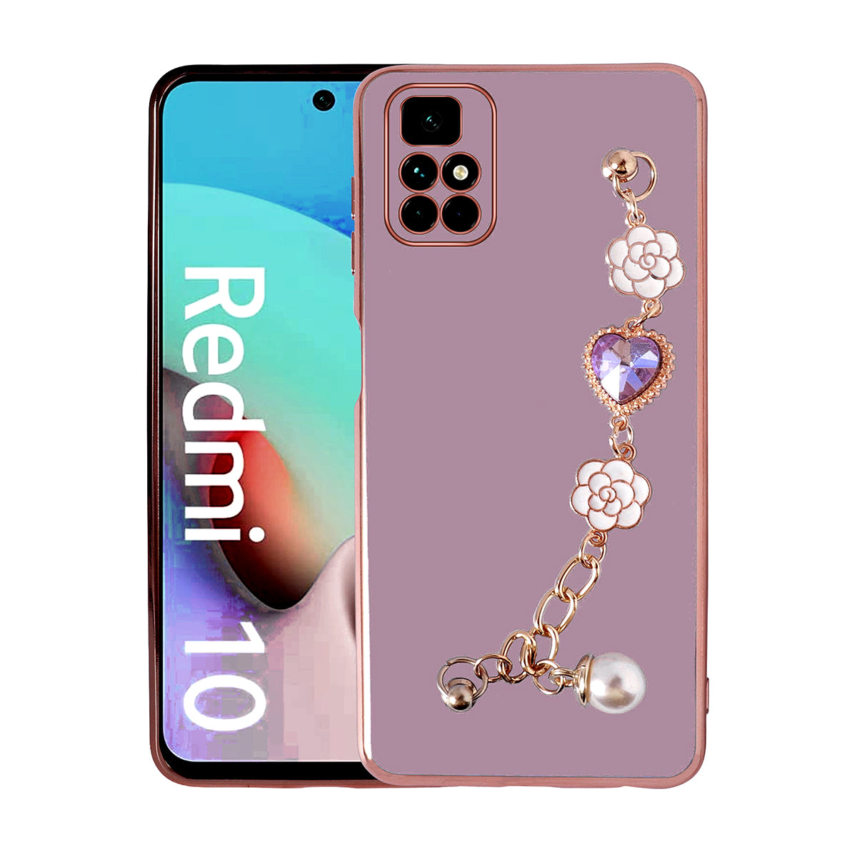 Xiaomi Redmi 10 Kılıf El Tutamaçlı Kamera Korumalı Zore Taka Silikon Kapak Mor