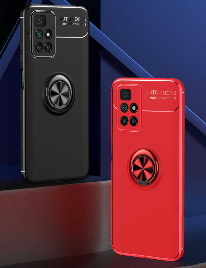 Xiaomi Redmi 10 Kılıf Zore Ravel Silikon Kapak Siyah-Kırmızı